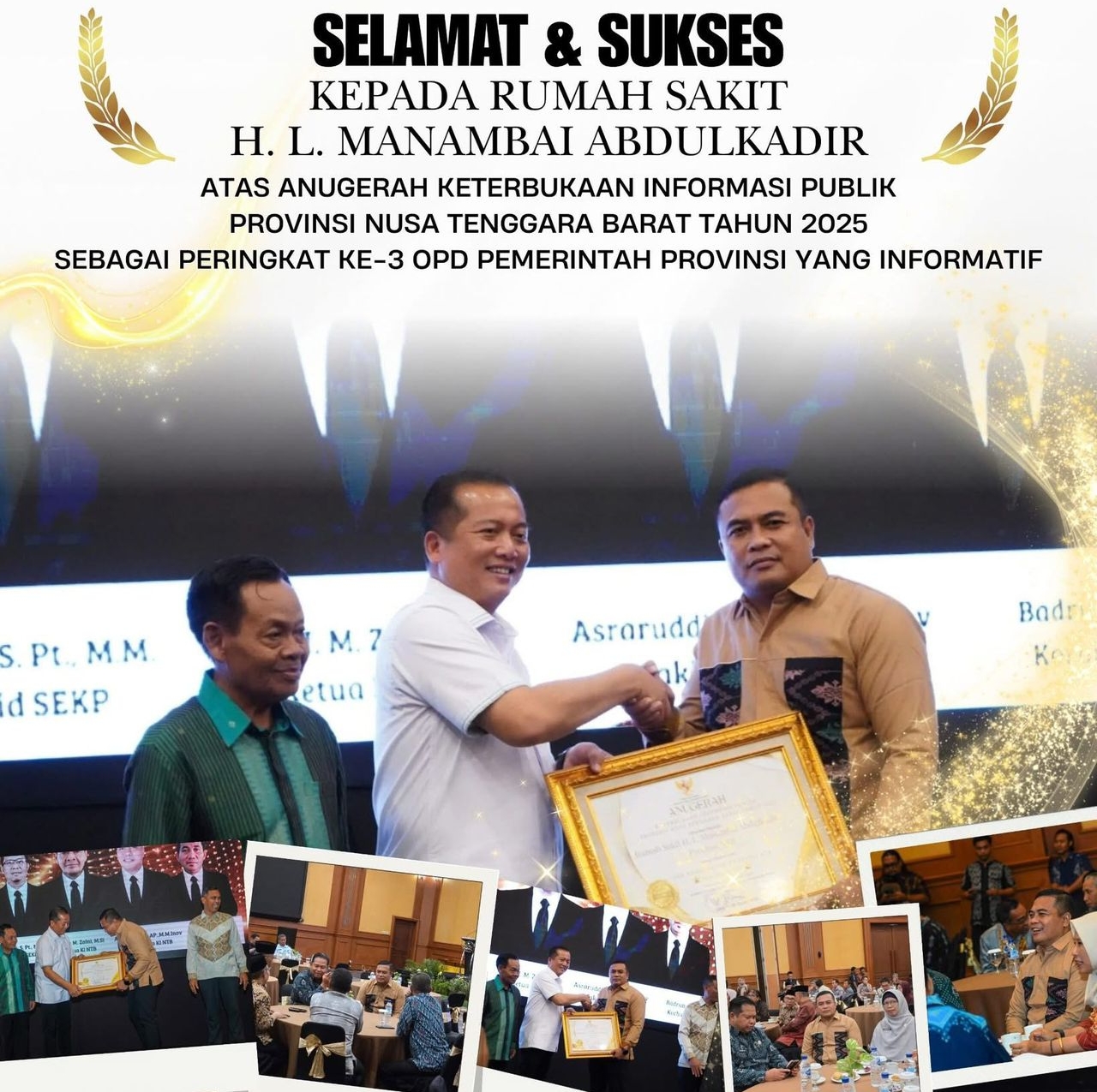 Raih Peringkat Ketiga OPD Informatif, Gubernur NTB Serahkan Penghargaan ke RSMA